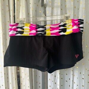 Roxy Juniors Fold Over Embroidered Logo Back Hook Loop Swimwear Swim Shorts 11